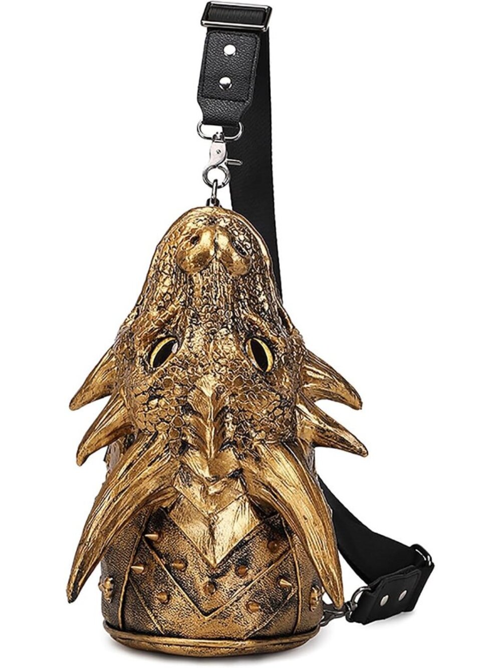 Unisex Gold 3d Dragon Head Gothic Pvc Shoulder Purse Cosplay Crossbody Bag